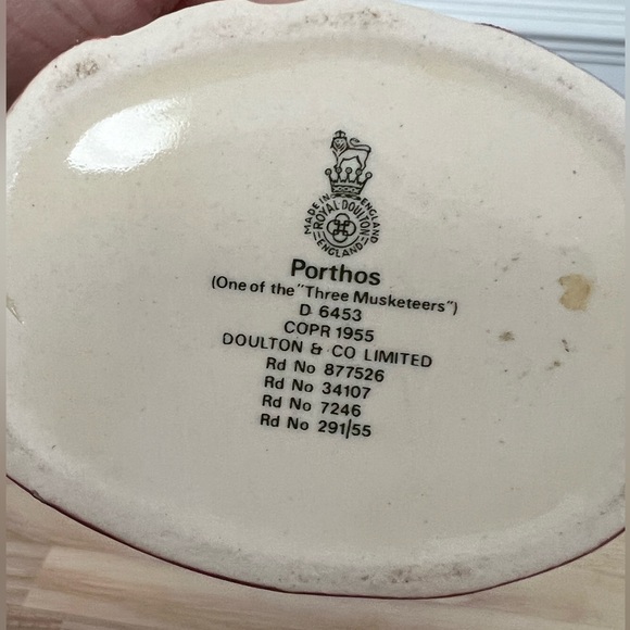 Royal Doulton Porthos Three Musketeers Toby Mug 4 Inch D6453 Rare Vintage - Picture 5 of 7